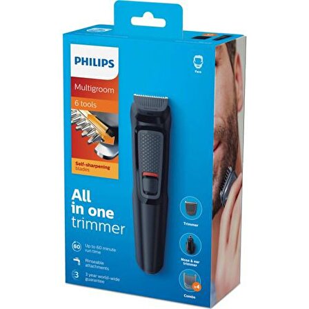 Philips MG3710 6 Başlıklı Kablosuz-Şarjlı Kuru Sakal-Burun Çok Amaçlı Tıraş Makinesi 