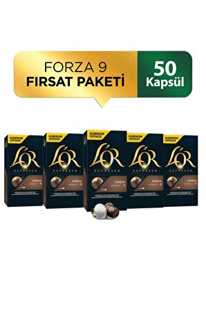 L'OR - Forza - Intensity 9 - Nespresso Uyumlu Kapsül Kahve Fırsat Paketi 10 x 5 Paket (50 Adet)