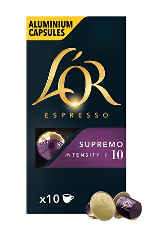 L'OR - Supremo - Intensity 10 - Nespresso Uyumlu Kapsül Kahve Fırsat Paketi 10 x 5 Paket (50 Adet)