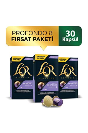 L'OR - Lungo Profondo - Intensity 8 - Nespresso Uyumlu Kapsül Kahve Fırsat Paketi 10 x 3 Paket (30 Adet)