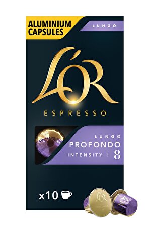 L'OR-Lungo Profondo-Intensity 8-Nespresso Uyumlu Kapsül Kahve Fırsat Paketi 10 x 5 Paket (50 Adet)