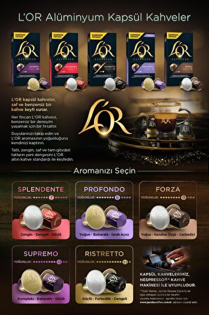 L'OR-Lungo Profondo-Intensity 8-Nespresso Uyumlu Kapsül Kahve Fırsat Paketi 10 x 5 Paket (50 Adet)