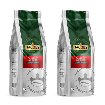 Jacobs Banquet Medium Espresso Beans Çekirdek Kahve 1000 gr x 2 Paket