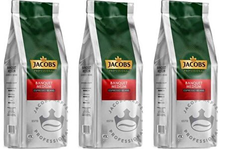 Jacobs Banquet Medium Espresso Beans Çekirdek Kahve 1000 gr x 3 Paket