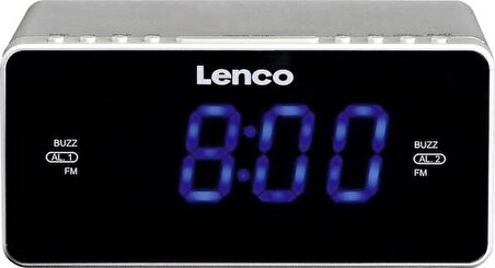 Lenco CR-520SI Stereo Saatli Radyo Alarmlı USBli Çalar Saat Gümüş