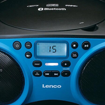 LENCO SCD-501 Mavi TAŞINABİLİR Müzik Seti FM RADYO BLUETOOTH ÖZELLİKLİ CD-USB OYNATICI - MAVİ