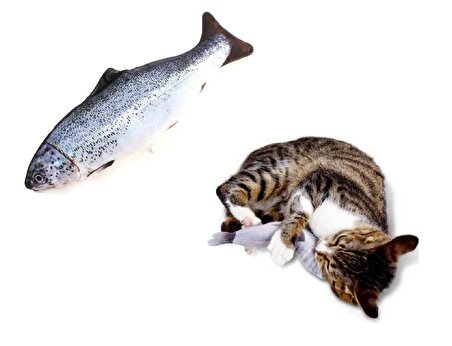 Miapet Balık Şeklinde Peluş Kedi Köpek Oyuncağı 35 Cm