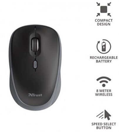 Trust 24077 Yvi Rechargeable Şarj edilebilir Kablosuz Mouse