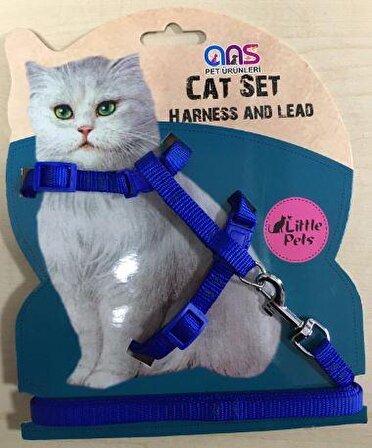 ANS Lüks Gato Kedi Göğüs Takım Tasması Mavi