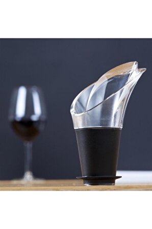 Vacu Vin Şarap Dökücü Kristal Siyah 2 parça