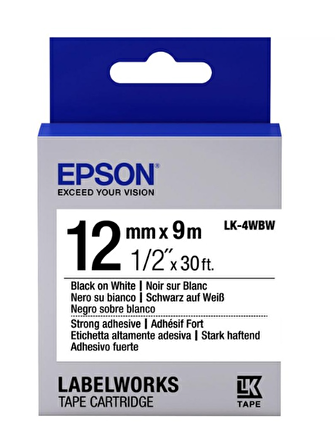 Epson LK-4WBVN  Beyaz Üzeri Siyah 12MM 7Metre Etiket