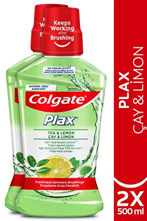 Colgate Plax Çay ve Limon Plağa Karşı Alkolsüz Ağız Bakım Suyu 500ML 2li Set