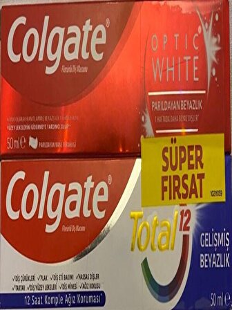 Colgate Optic White 50 ml + Total 12 50 ml Diş Macunu Süper Fırsat Paketi