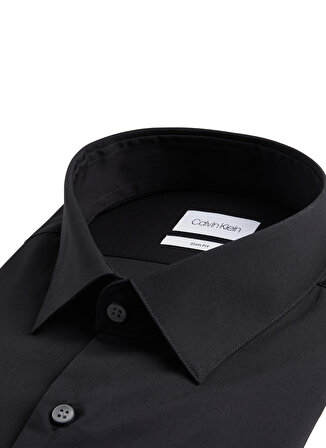 Calvin Klein Slim Fit Düğmeli Yaka Siyah Erkek Gömlek K10K103025001