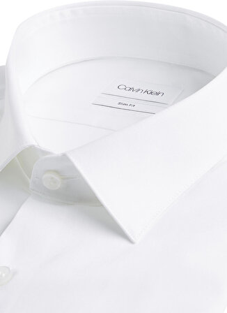 Calvin Klein Slim Fit Düğmeli Yaka Beyaz Erkek Gömlek K10K103025100