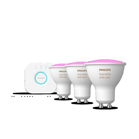 Philips Hue 4.3W Renkli Akıllı Bşl. Seti 3lü Kumandalı GU10 Bt. - 929001953113