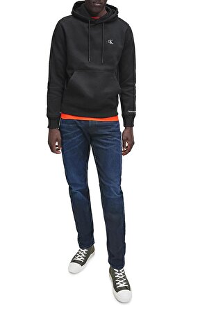Calvin Klein Jeans Kapüşon Regular Fit Düz Erkek Siyah Sweatshirt J30J315713-BAE CK ESSENTIAL REGULAR