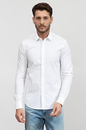 Calvin Klein Ck Chest Logo Slim Stretch Shirt Erkek Gömlek