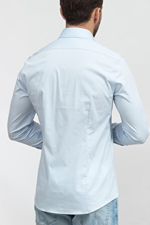 Calvin Klein Slim Fit Düğmeli Yaka Mavi Erkek Gömlek K10K108229C1S