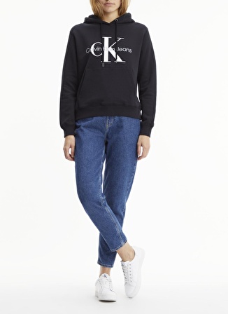 Calvin Klein Jeans Kapüşonlu   Rahat  Siyah Kadın Sweatshirt J20J219141BEH