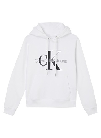 Calvin Klein Jeans Kapüşonlu   Rahat  Beyaz Kadın Sweatshirt J20J219141YAF