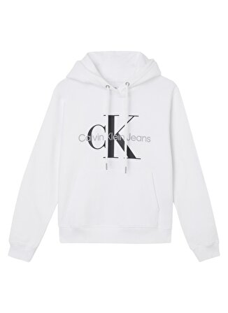 Calvin Klein Jeans Kapüşonlu   Rahat  Beyaz Kadın Sweatshirt J20J219141YAF