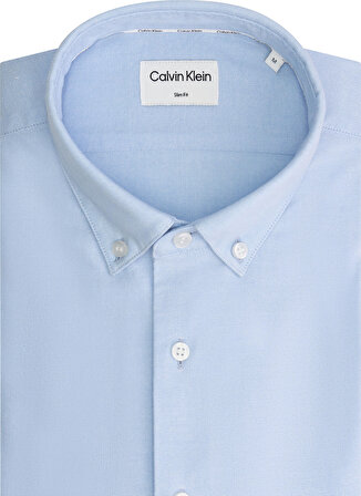 Calvin Klein Slim Fit Düğmeli Yaka Mavi Erkek Gömlek K10K1098870GY