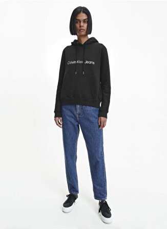 Calvin Klein Jeans Kapüşonlu   Rahat  Siyah Kadın Sweatshirt J20J220254BEH