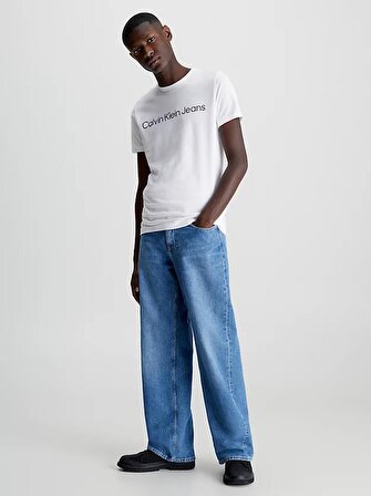 Calvin Klein Jeans Bisiklet Yaka Baskılı Beyaz Erkek T-Shirt J30J322552YAF