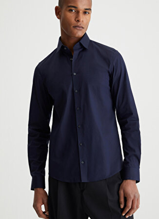 Calvin Klein Slim Fit Düğmeli Yaka Mavi Erkek Gömlek K10K108229CHW