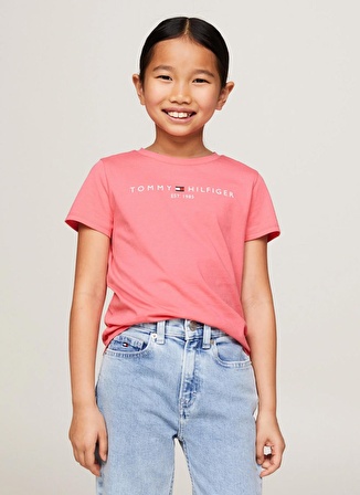 Tommy Hilfiger Baskılı Pembe Kadın T-Shirt ESSENTIAL TEE S/S GIRLS