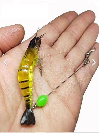 Karides Shrimp Sahte Silikon Balık Yemi Fosforlu Kancalı 9.5 Cm 6.3 gr Sarı 