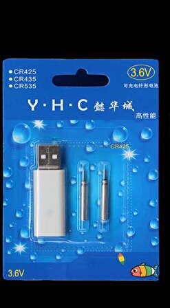 Sea Horse Pilli Fosfor İçin 2 li CR425 3.6V lityum pil USB Şarj Cihazı 