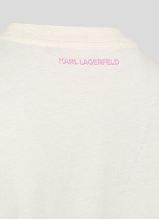 KARL LAGERFELD Bisiklet Yaka   Baskılı Ekru Kadın T-Shirt 225W1701