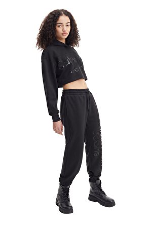 Calvin Klein Jeans Siyah Kadın Kapüşonlu Uzun Sweatshirts J20J220560BEH