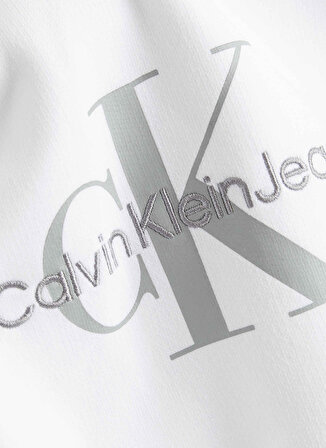 Calvin Klein Jeans Kapüşon Yaka Blok Desenli Beyaz Kadın Sweatshırt J20J220695YAF