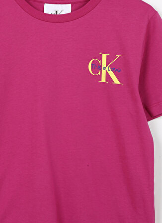 Calvin Klein Desenli Mor Erkek Çocuk T-Shirt IU0IU00488VCS