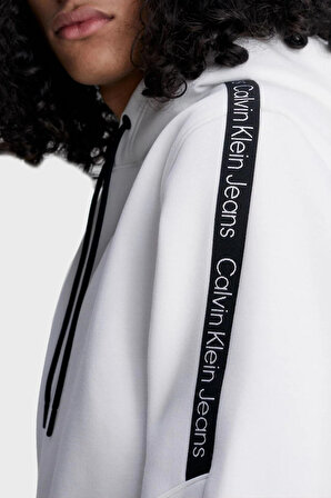 Calvin Klein Jeans Kapüşon Yaka Beyaz Erkek Sweatshırt J30J323429YAF