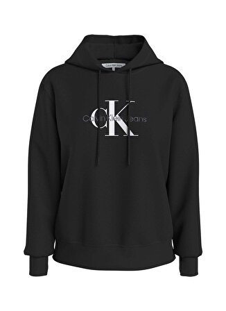 Calvin Klein Jeans Kapüşon Yaka Baskılı Siyah Kadın Sweatshırt J20J221335