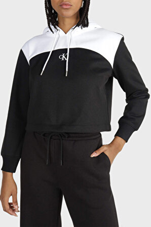 Calvin Klein Jeans Kapüşon Yaka Düz Siyah Kadın Sweatshırt J20J221336