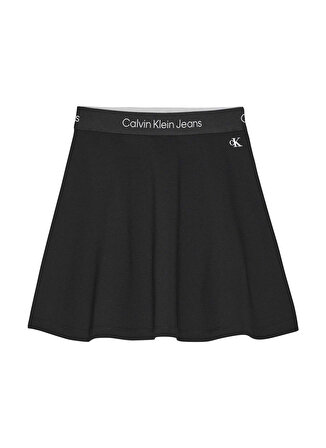 Calvin Klein Lastikli Bel Normal Siyah Düz Kısa Kız Çocuk Etek IG0IG02092BEH