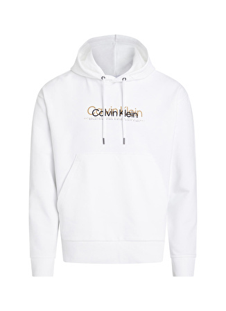 Calvin Klein Kapüşon Yaka Beyaz Erkek Sweatshırt K10K111815YAF