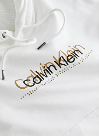 Calvin Klein Kapüşon Yaka Beyaz Erkek Sweatshırt K10K111815YAF