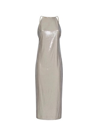 Calvin Klein Klasik Yaka Düz Gri Midi Kadın Elbise K20K206166PA8