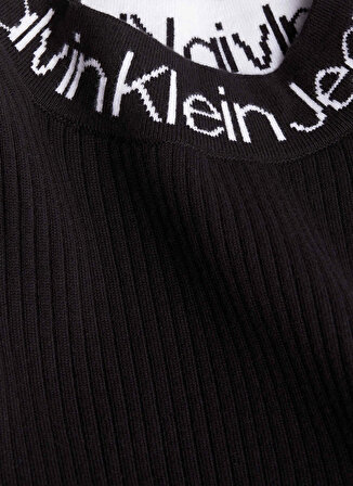 Calvin Klein Jeans Yarım Balıkçı Yaka Düz Siyah Diz Üstü Kadın Elbise J20J222719BEH