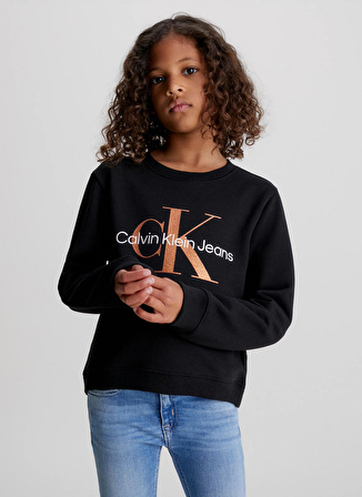 Calvin Klein Baskılı Kız Çocuk Siyah Sweatshırt IG0IG02207BEH