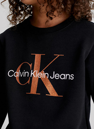 Calvin Klein Baskılı Kız Çocuk Siyah Sweatshırt IG0IG02207BEH