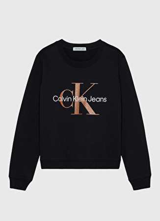 Calvin Klein Baskılı Kız Çocuk Siyah Sweatshırt IG0IG02207BEH