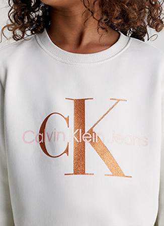 Calvin Klein Baskılı Kız Çocuk Beyaz Sweatshırt IG0IG02207YBI