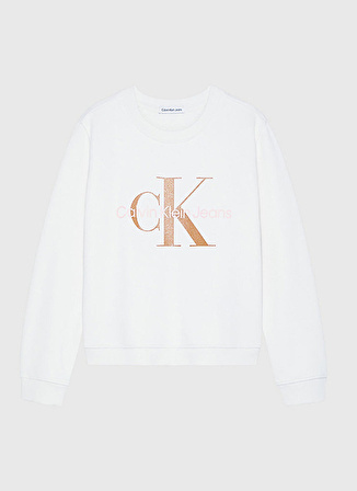 Calvin Klein Baskılı Kız Çocuk Beyaz Sweatshırt IG0IG02207YBI